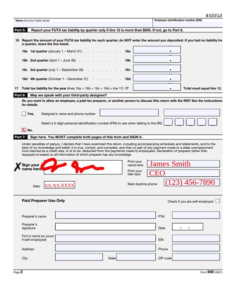 Printable Form 940 For 2021